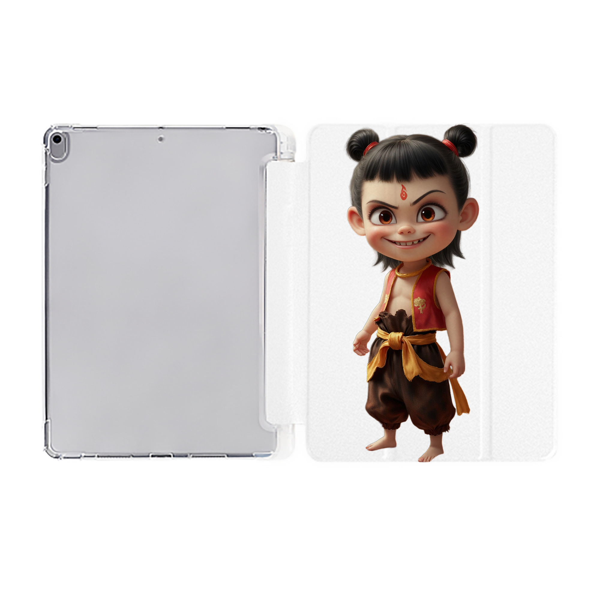 （画像用） Ne Zha 2 ナタ 魔童の大暴れ IPad ケース ペン収納付き 三つ折りスタンド PUレザー×シリコン 対応機種9.5/10.5/10.9インチ